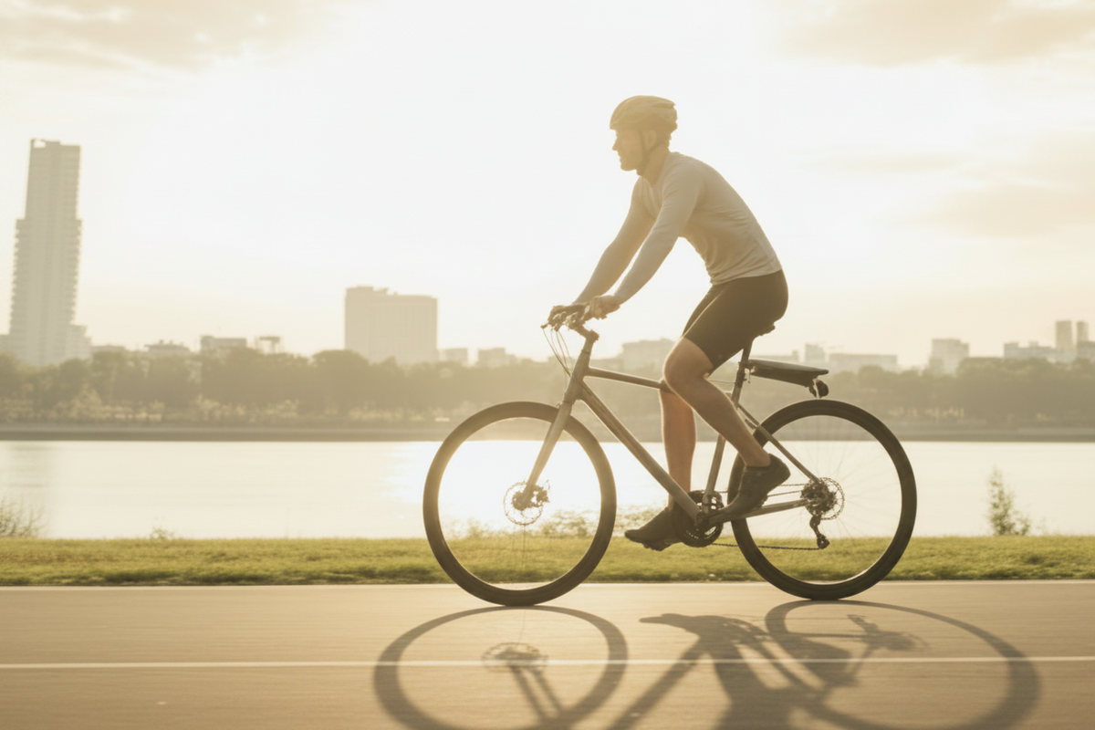 P.wheel electric bike booster in use - golden hour ride