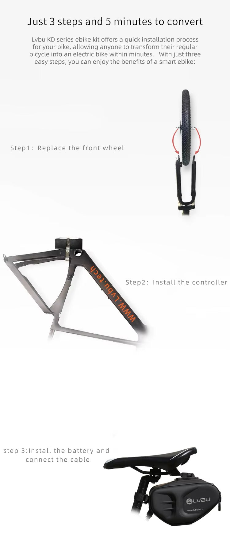 Kit di conversione bici elettrica serie LVBU KD