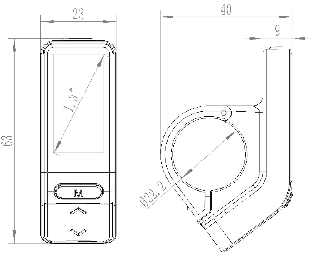 Keyde OLED130 Chytrý Displej pro Elektrokolo