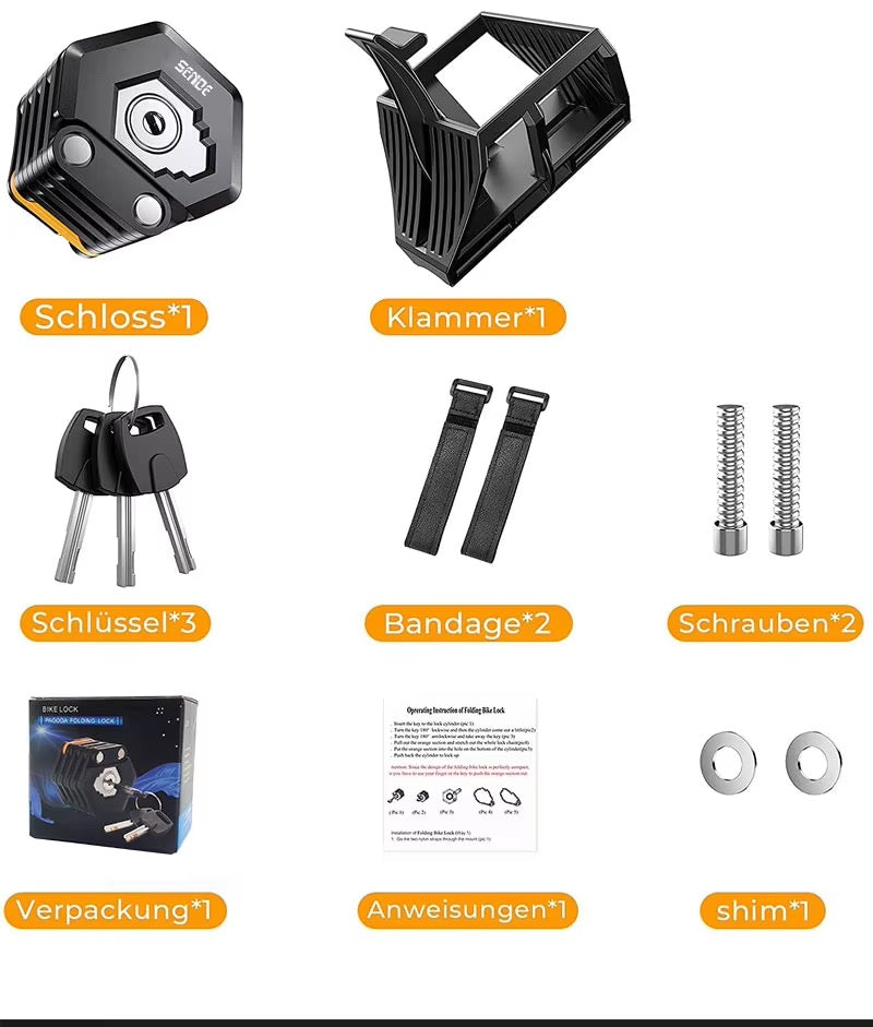 Zložljiva ključavnica za kolo SENDE